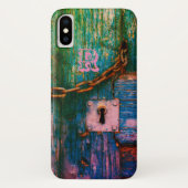 Rustiek geschilderd hout sleutelgat ketting blauw  Case-Mate iPhone case (Achterkant)