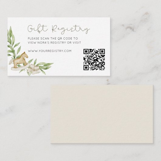 Rustiek Geslacht Neutraal Gift Registry QR Code Informatiekaartje (Voorkant / Achterkant)