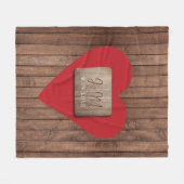 Rustiek gesneden hout paar namen monogram initiale fleece deken (Voorkant (Horizontaal))