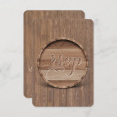 Rustiek gesneden houten vat bruiloft RSVP (Voorkant / Achterkant)