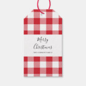 Rustiek gespeeld Elegant Script Red White Gingham Cadeaulabel (Voorkant)