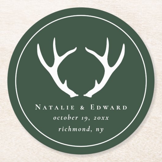 Rustiek gewei bewaar de datum ronde kartonnen onderzetter (Voorkant)