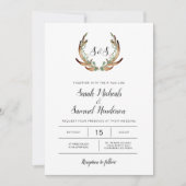 Rustiek gewei & donker groen Waterverf bruiloft Kaart (Voorkant)