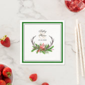 Rustiek gewei en kardinaal met donkergroene rand servet (Insitu)