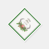 Rustiek gewei en kardinaal met donkergroene rand servet (Hoek)