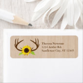Rustiek gewei en zonnebloemen trouwlabel etiket (Insitu)
