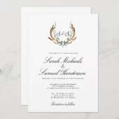 Rustiek gewei | Formele Waterverf bruiloft Kaart (Voorkant / Achterkant)