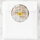 Rustiek gewei kant zonnebloemen boho bruiloft ronde sticker (Tas)