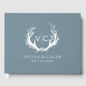 Rustiek gewei met bloemenkrans | Bruiloft Gastenboek (Voorkant)