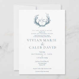 Rustiek gewei met bloemenkrans | Bruiloft Kaart