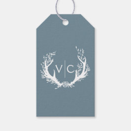 Rustiek gewei met bloemenkrans | Trouwgunst Cadeaulabel