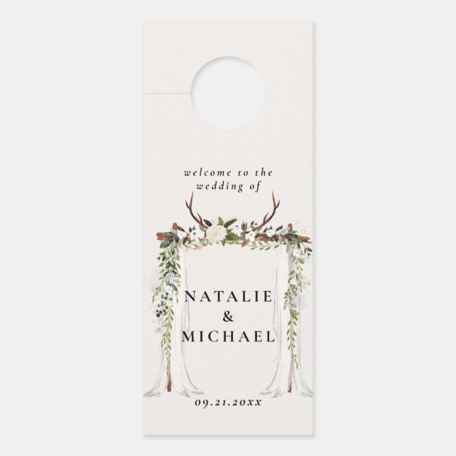 Rustiek gewei waterverf boho bloemenboog bruiloft (Voorkant)