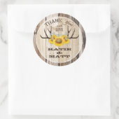 Rustiek gewei zonnebloemen land bruiloft ronde sticker (Tas)