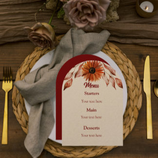 Rustiek & Gezellig Herfst bruiloft Collectie Menu Kaart
