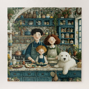 Rustiek Gezellig Koken Scene Met Hond Legpuzzel