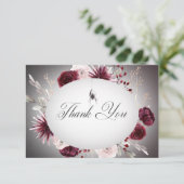 Rustiek Gothic Zwart & Bourgondië Halloween Bruilo Bedankkaart (Staand voorkant)