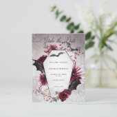 Rustiek Gothic Zwart & Bourgondië Halloween Bruilo Save The Date (Staand voorkant)