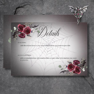 Rustiek Gothic Zwart & Bourgondië Halloween Detail Informatiekaartje