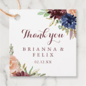 Rustiek Goud Bladeren Bloemen Kalligrafie Bruiloft Bedankjes Labels (Voorkant)