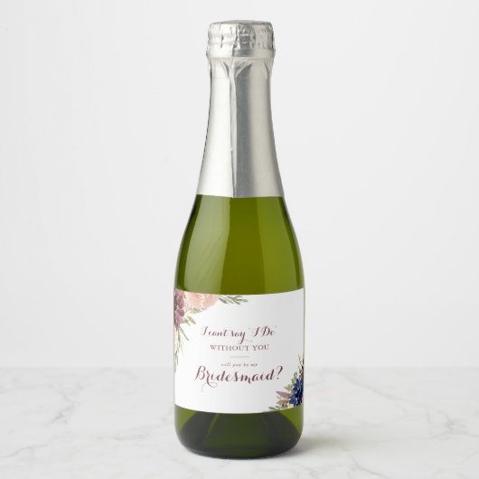 Rustiek goud bladeren kalligrafie bruidsmeisje voo sparkling wijnetiket (Voorkant)