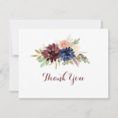 Rustiek goud bladeren kalligrafie platte bruiloft bedankkaart (Voorkant)