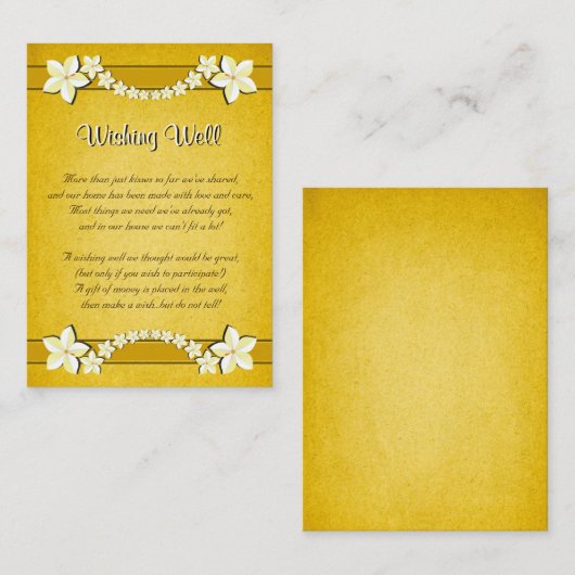 Rustiek Goud Bloemen Bruiloft Wishing Well Informatiekaartje (Voorkant / Achterkant)