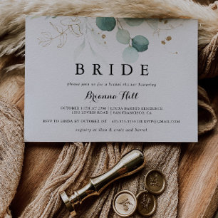 Rustiek Goud Bloemen Kalligrafie Bruid Vrijgezelle Kaart