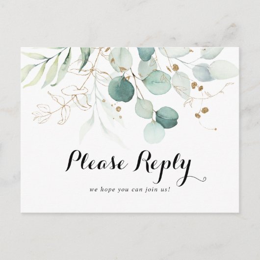 Rustiek Goud Bloemen Menu Keuze RSVP Briefkaart (Voorkant)