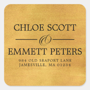 Rustiek Goud Bruiloft Retouradres Label