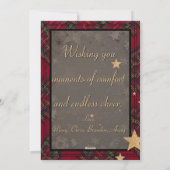 Rustiek Goud Elegant Rood Plaid Kerst Kaart (Achterkant)