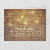 Rustiek Goud Glitter confetti Lampjes Sla de datum Aankondigingskaart (Voorkant)