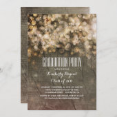 Rustiek Goud Glitter Lights Hout Graduation Party Kaart (Voorkant / Achterkant)