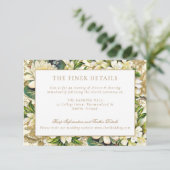 Rustiek  Goud Groen Bruiloft Details Informatiekaartje (Staand voorkant)