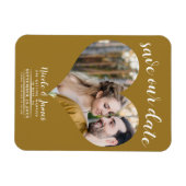 Rustiek Goud Hart Foto Bruiloft Save the Date Magneet (Horizontaal)