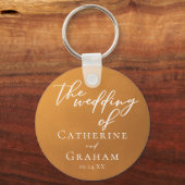 Rustiek Goud Herfst Bruiloft Gepersonaliseerd Sleutelhanger (Voorkant)