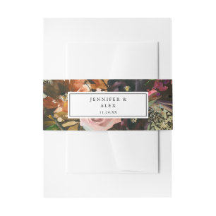 Rustiek Goud, Paarse & Blush Roze Bloemen 2 v2 Bru Uitnodigingen Wikkel