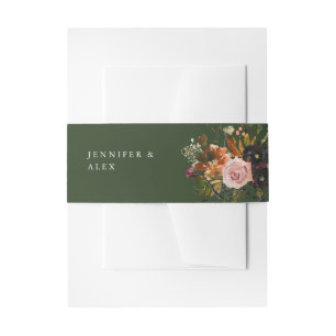 Rustiek Goud, Paarse & Blush Roze Bloemen 4 v2 Gro Uitnodigingen Wikkel