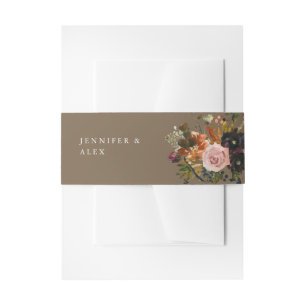 Rustiek Goud, Paarse & Blush Roze Bloemen 4 v2 Tau Uitnodigingen Wikkel