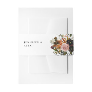 Rustiek Goud, Paarse, & Blush Roze Bloemen 4 v2 Uitnodigingen Wikkel