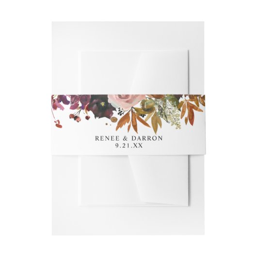 Rustiek Goud, Paarse, & Blush Roze Bloemen Uitnodigingen Wikkel (Voorkant Voorbeeld)