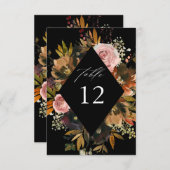 Rustiek Goud, Paarse en Roze Bloemen B Tafelnummer (Voorkant / Achterkant)