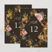 Rustiek Goud, Paarse en Roze Bloemen B Tafelnummer (Voorkant / Achterkant)