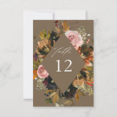 Rustiek Goud, Paarse en Roze Bloemen T Tafelnummer (Achterkant)