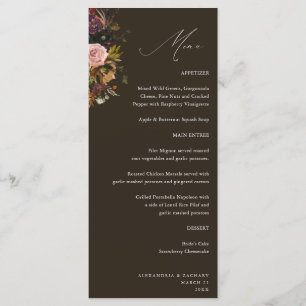 Rustiek Goud, Paarse & Roze Bloemen 4 Bruin Lang Menu