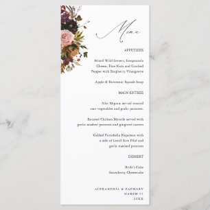 Rustiek Goud, Paarse & Roze Bloemen 4 Wit Tall Menu
