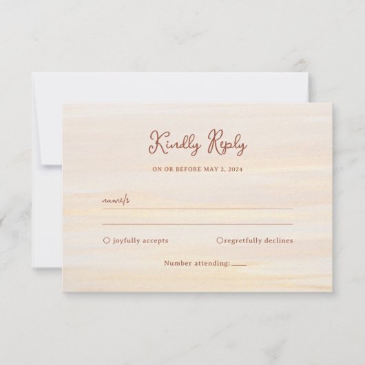 Rustiek Goud & Terracotta Script Monogram Bruiloft RSVP Kaartje (Voorkant)