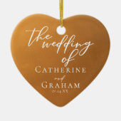 Rustiek Goud Trouwfoto Keepsake Kerstmis Keramisch Ornament (Voorkant)