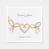 Rustiek Goud Wit Harten Country Wedding Servetten (Voorkant)