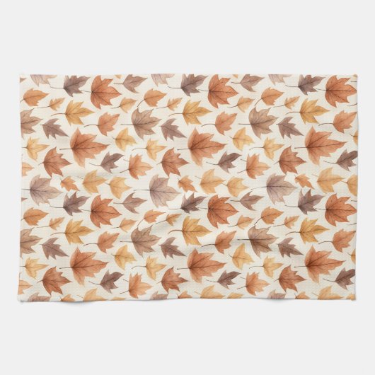 Rustiek Goudbruin Waterverf Fall Leaves Pattern Theedoek (Horizontaal)