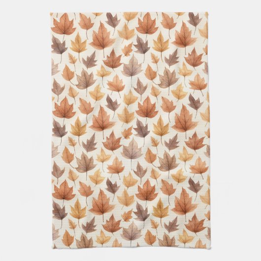 Rustiek Goudbruin Waterverf Fall Leaves Pattern Theedoek (Verticaal)